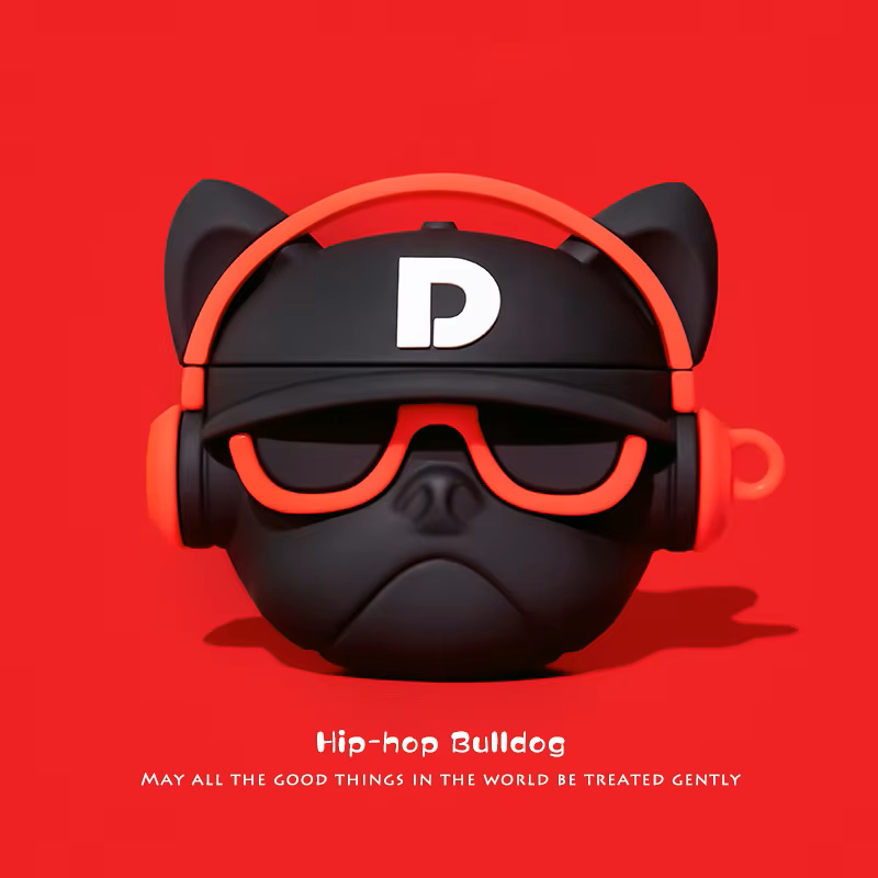 Hip-hop Bulldog (Red) Earphone Case Cover For Airpods 1/2/3/4/Pro/Pro 2 (NOT INCLUDED Earphone)