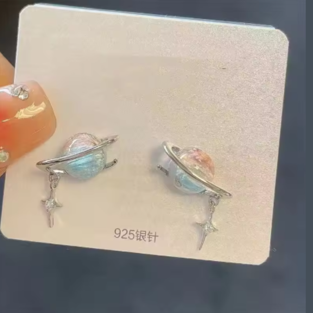 Fashion Blue Star Planet Earrings