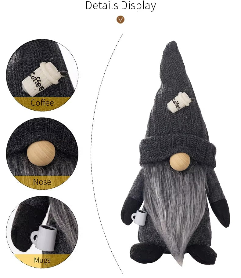 Doll Elf Dwarf Gnome Decorations for Home Decoration-Coffee Gnome Black