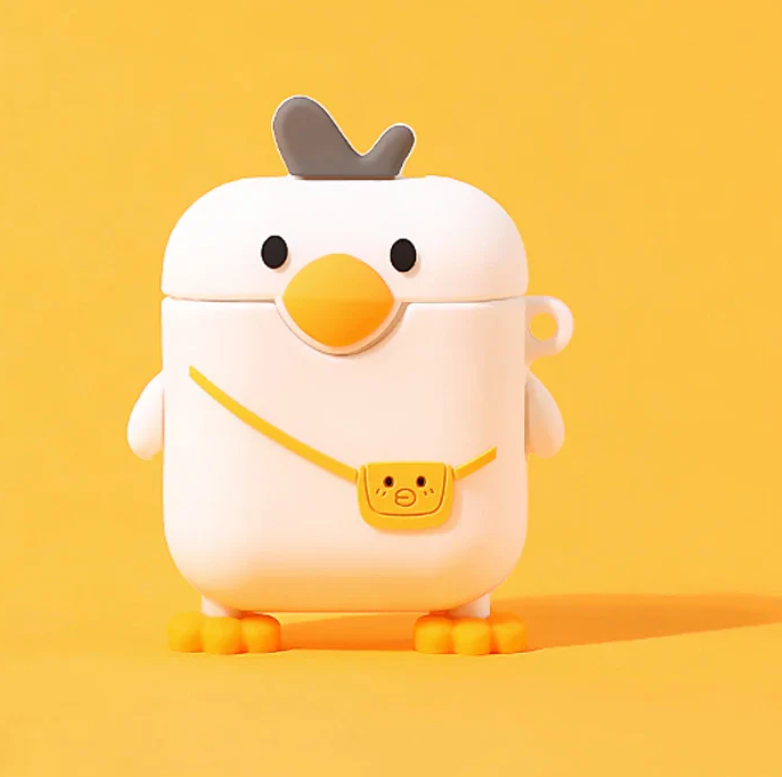 Cute White Duck Earphone Case Cover For Airpods 1/2/3/4/Pro/Pro 2 (NOT INCLUDED Earphone)