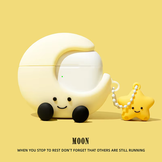 Cute Moon Earphone Case Cover For Airpods 1/2/3/4/Pro/Pro 2 (NOT INCLUDED Earphone)