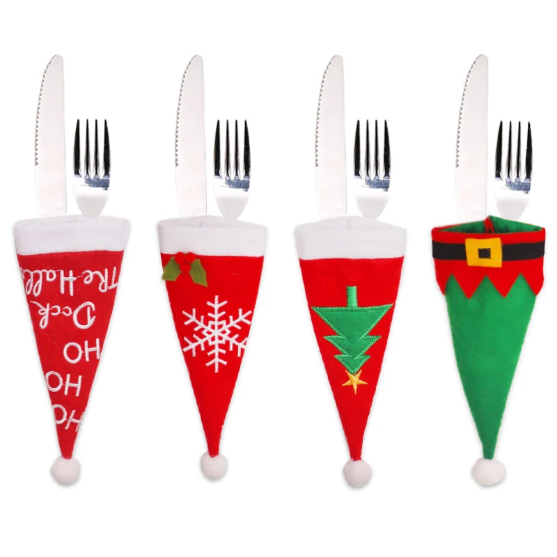 Noel Christmas Decorations for Home Dinner Table Decor New Year 2022 Christmas Gift Tableware Fork Knife Holder Bag Navidad