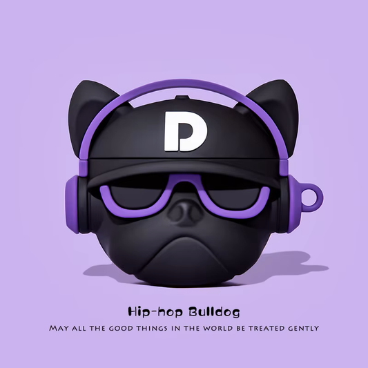 Hip-hop Bulldog (Purple) Earphone Case Cover For Airpods 1/2/3/4/Pro/Pro 2 (NOT INCLUDED Earphone)
