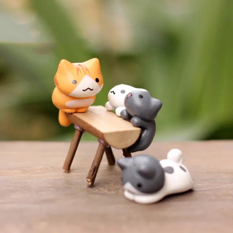 6Pcs/Set Cartoon Lucky Cat  Home Garden Bonsai Decorations Miniatures Gift Lovely Micro Landscape Kitten Miniature Craft