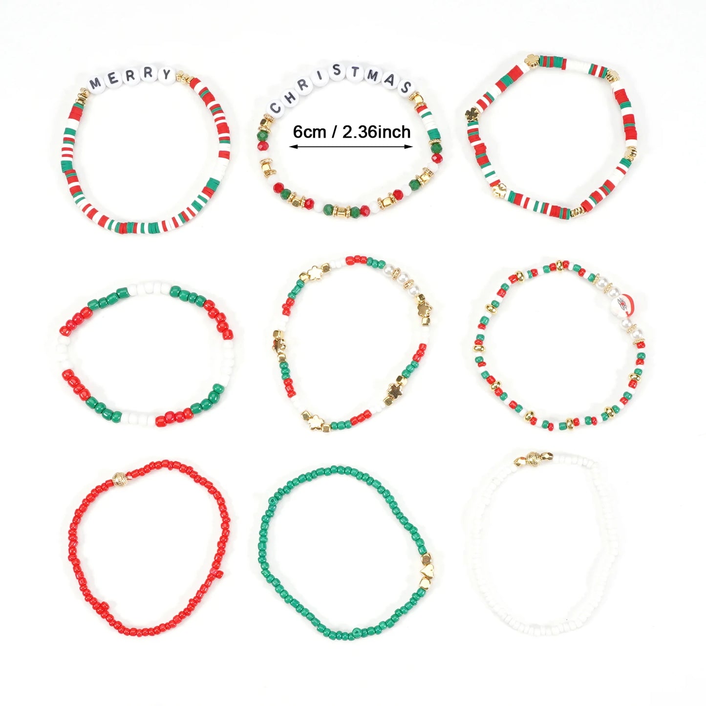 Christmas charm beads female bracelet Christmas lovely beautiful stacked elastic female bracelet