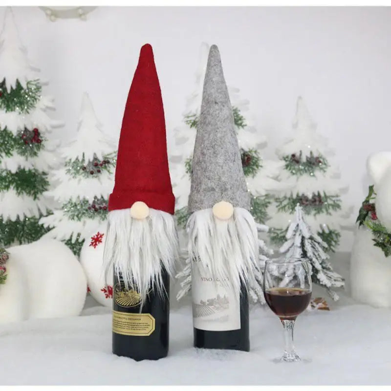 Cute Wine Bottle Cover Santa Claus Christmas Decorations for Home Christmas Ornament Xmas Table Decor Happy New Year 2024 Gift