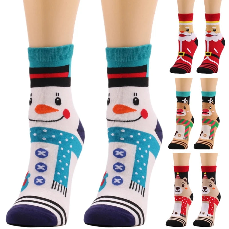 Unisex Novelty Christmas Holiday Socks Cartoon Reindeer Snowman Santa Bear Pattern Warm Ankle Hoisery Drop Shipping