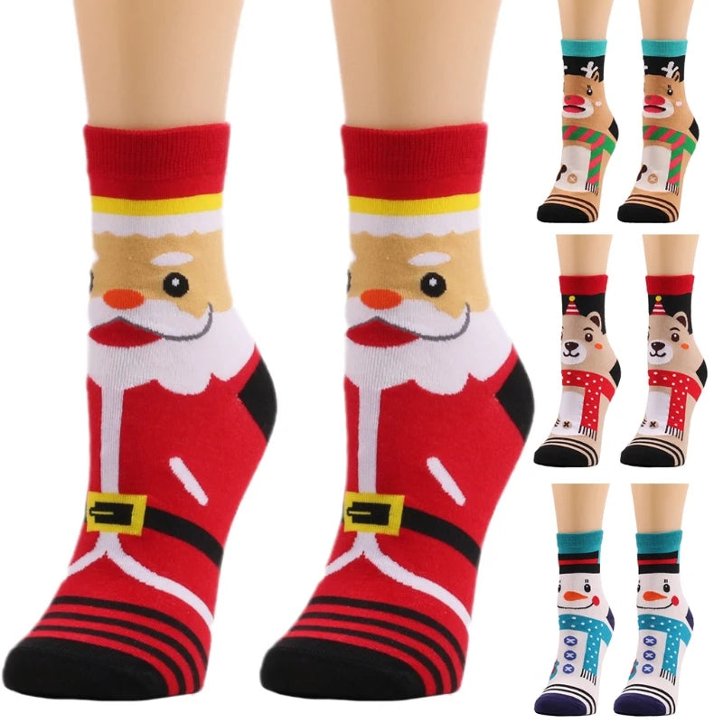 Unisex Novelty Christmas Holiday Socks Cartoon Reindeer Snowman Santa Bear Pattern Warm Ankle Hoisery Drop Shipping