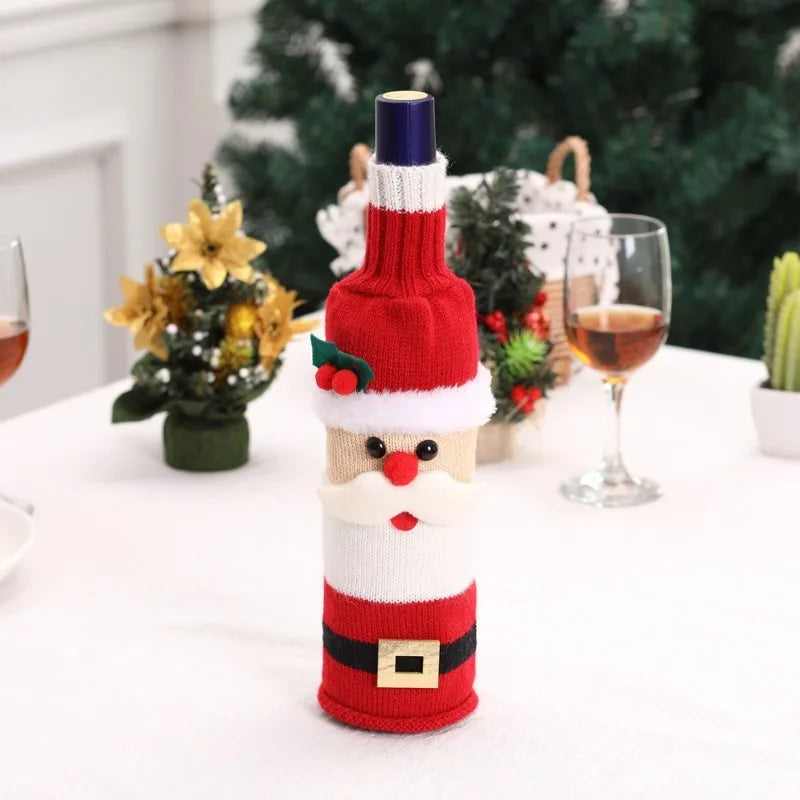 Christmas Wine Bottle Cover Merry Christmas Decorations For Home 2023 Christmas Ornament New Year 2024 Xmas Navidad Natal Gifts