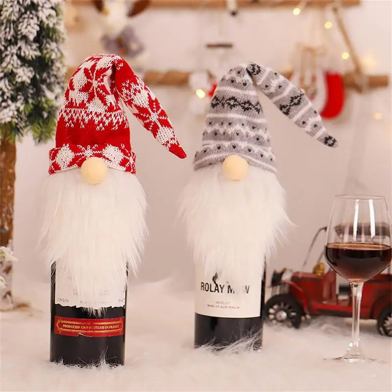 Cute Wine Bottle Cover Santa Claus Christmas Decorations for Home Christmas Ornament Xmas Table Decor Happy New Year 2024 Gift