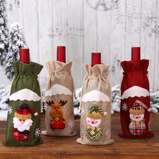 Cute Wine Bottle Cover Santa Claus Christmas Decorations for Home Christmas Ornament Xmas Table Decor Happy New Year 2024 Gift