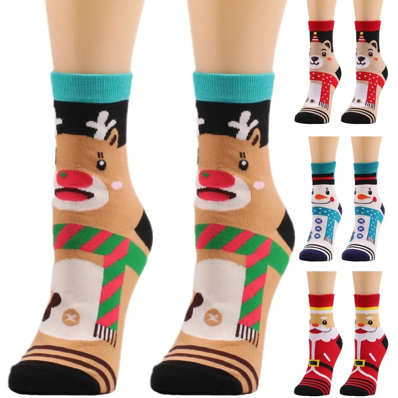 Unisex Novelty Christmas Holiday Socks Cartoon Reindeer Snowman Santa Bear Pattern Warm Ankle Hoisery Drop Shipping