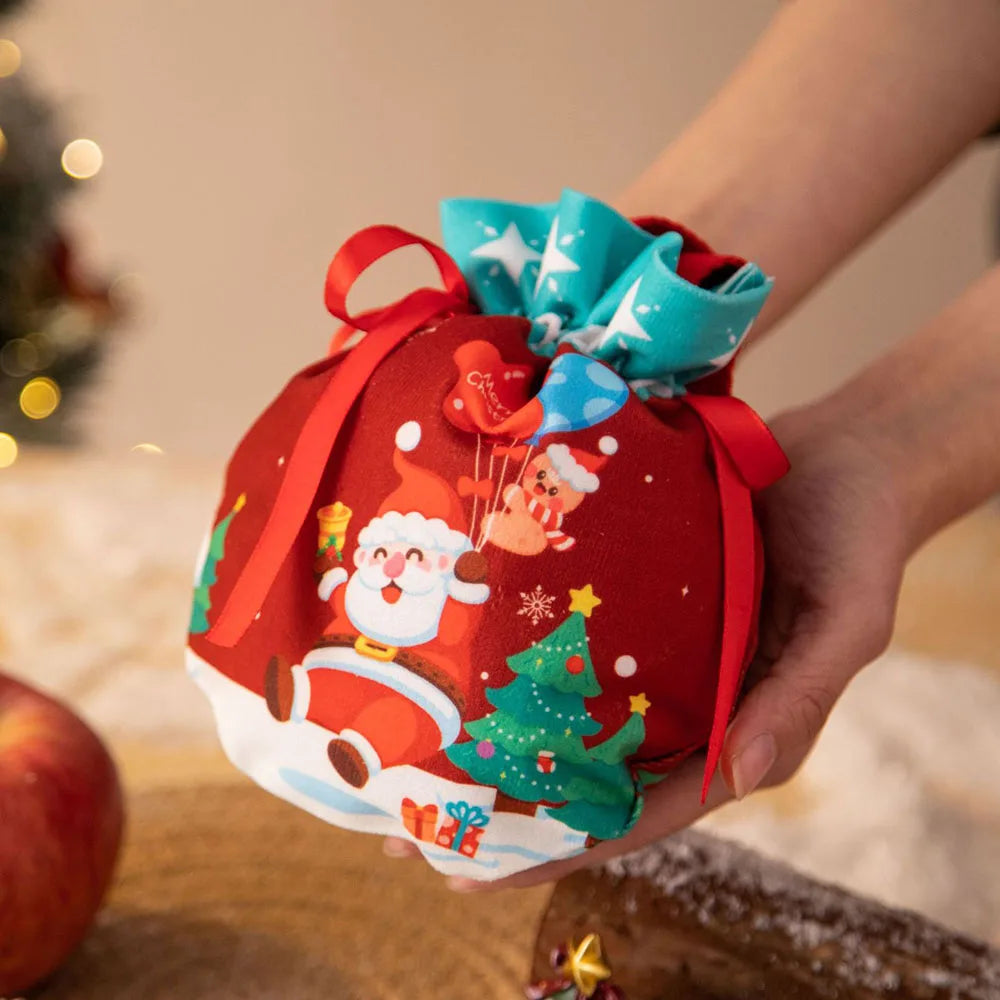 Christmas Gift Bag with Handle Drawstring Pouch Xmas New Year Party Candy Snack Gift Bag Bracelet Jewelry Packaging Storage Bags