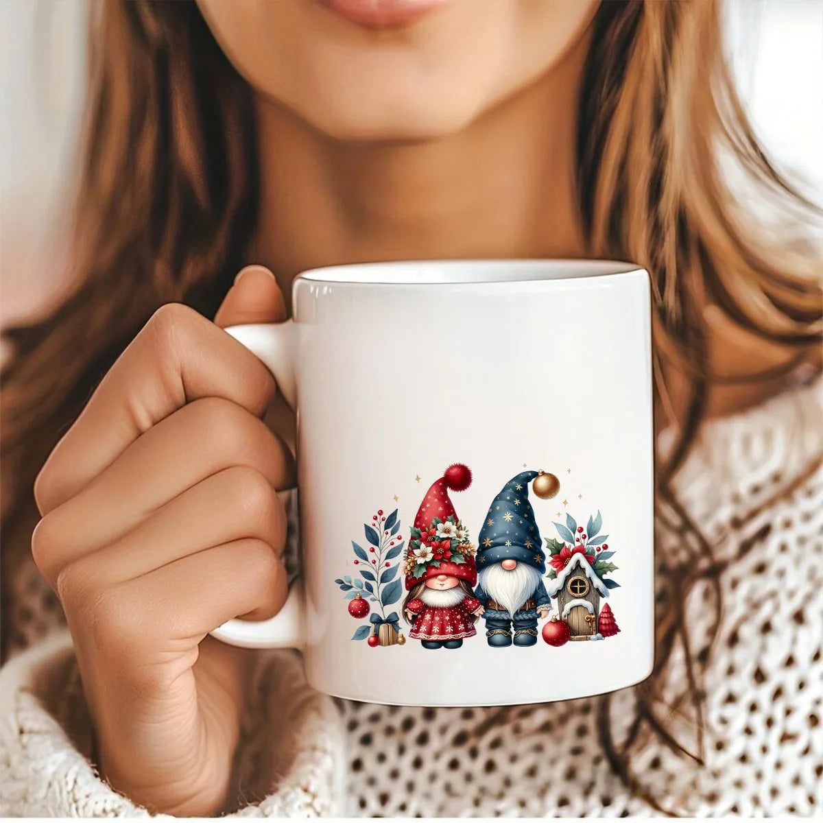 12pcs Christmas Winter Santa Claus Gnomes UV DTF Cup Wrap Transfer Sticker Glass Coffee Mugs Decoration Xmas Cards Decal