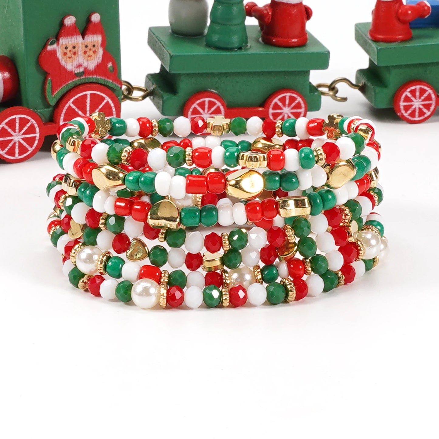 Christmas charm beads female bracelet Christmas lovely beautiful stacked elastic female bracelet