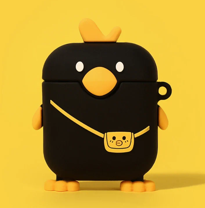 Cute Black Duck Earphone Case Cover For Airpods 1/2/3/4/Pro/Pro 2 (NOT INCLUDED Earphone)