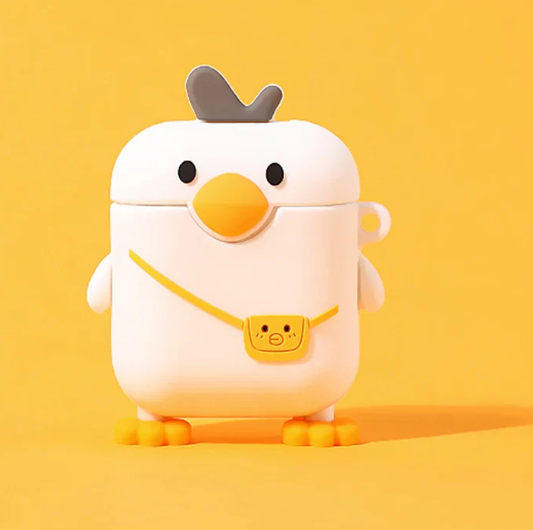 Cute White Duck Earphone Case Cover For Airpods 1/2/3/4/Pro/Pro 2 (NOT INCLUDED Earphone)